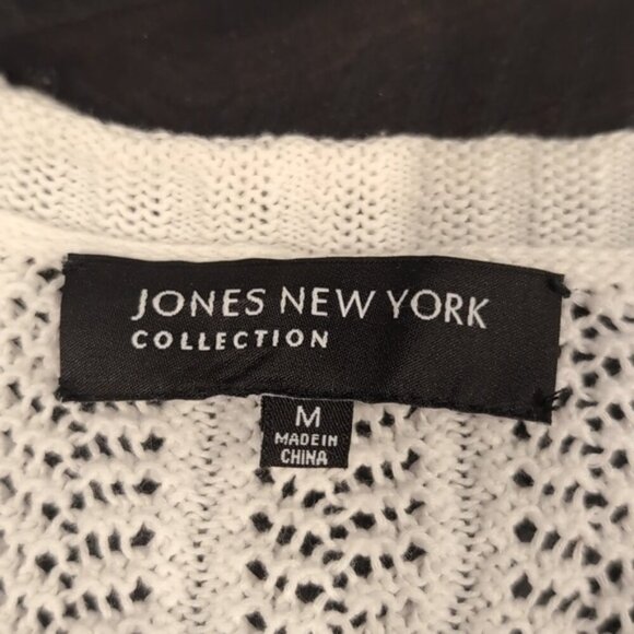 JONES NEW YORK Open Knit Cardigan Sweater Long Sleeve White Spring Buttoned - Picture 12 of 13